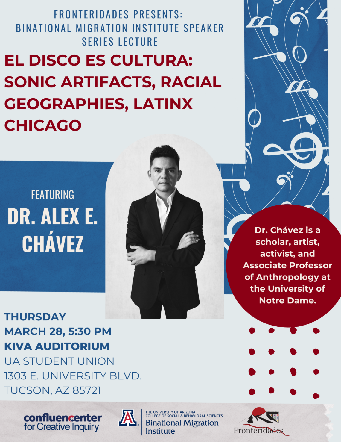 Flyer for research talk event by Alex Chavez